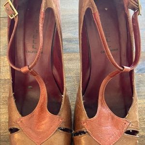 Well loved Jeffrey Campbell ankle strap comfy heels.